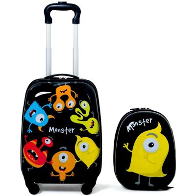 Costway - 2PC Kids Luggage Set 12" Backpack & 16" Rolling Suitcase Travel ABS - Yellow/Black/Blue/Red/Orange Costway - 2PC Kids Luggage Set 12" Backpack & 16" Rolling Suitcase Travel ABS - Yellow/Black/Blue/Red/Orange
