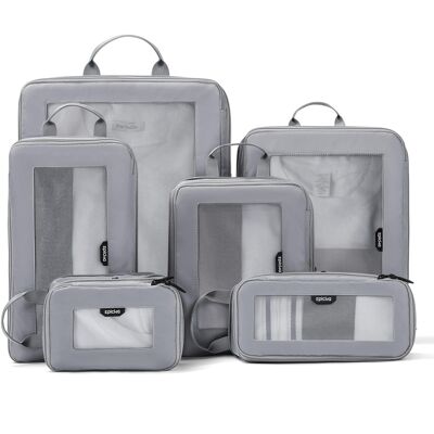 Epicka - TripCozy Compression Packing Cubes Durable Travel organizer Bags with Mesh Top for Carry on - Light Grey-6 Set Epicka - TripCozy Compression Packing Cubes Durable Travel organizer Bags with Mesh Top for Carry on - Light Grey-6 Set