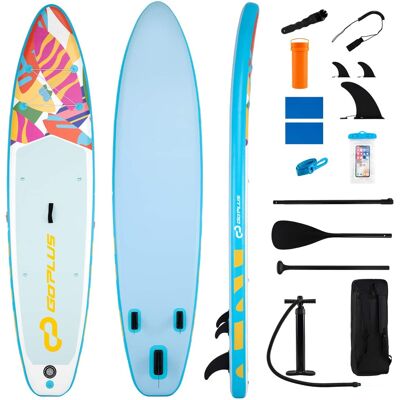 Costway - 11' Wide Inflatable Stand Up Paddle Board , Stable SUP for Adults and Youth - Blue+White Costway - 11' Wide Inflatable Stand Up Paddle Board , Stable SUP for Adults and Youth - Blue+White