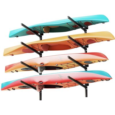 VEVOR - Kayak Storage Rack for 4 Kayaks, Holds 300 lbs, Heavy Duty Adjustable Wall Mount Stand for Indoor Outdoor Garage - Black VEVOR - Kayak Storage Rack for 4 Kayaks, Holds 300 lbs, Heavy Duty Adjustable Wall Mount Stand for Indoor Outdoor Garage - Black