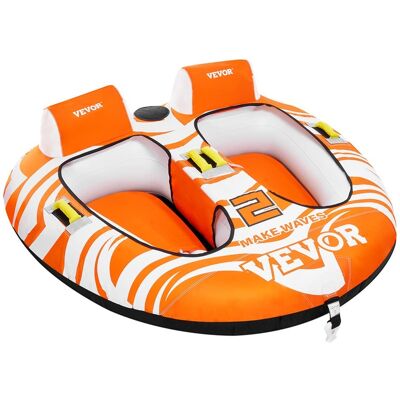 VEVOR - Towable Tubes for Boating 2 Person, Inflatable Boat Tubes and Towables with 2 Cockpits, 340lbs Water Sport Tubes - Red,Orange,Yellow VEVOR - Towable Tubes for Boating 2 Person, Inflatable Boat Tubes and Towables with 2 Cockpits, 340lbs Water Sport Tubes - Red,Orange,Yellow