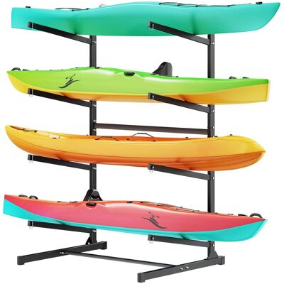 VEVOR - Kayak Storage Rack for 4 Kayaks, Holds 220 lbs, Heavy Duty Freestanding Stand for Indoor Outdoor Garage Shed Dock - Black VEVOR - Kayak Storage Rack for 4 Kayaks, Holds 220 lbs, Heavy Duty Freestanding Stand for Indoor Outdoor Garage Shed Dock - Black