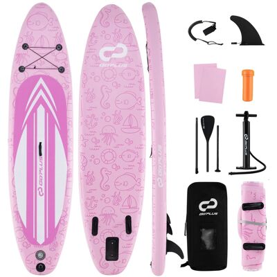 Costway - 11' Inflatable SUP Board, Portable Paddle Board with 5D rings Stand Up Paddle Board for Youth & Adult - Pink Costway - 11' Inflatable SUP Board, Portable Paddle Board with 5D rings Stand Up Paddle Board for Youth & Adult - Pink