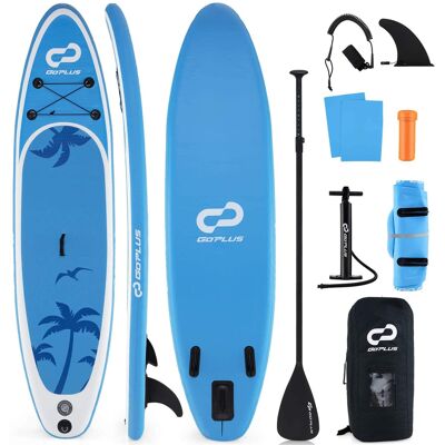Costway - 10' Inflatable SUP Board, Portable Paddle Board with 5D rings Stand Up Paddle Board for Youth & Adult - Blue + White Costway - 10' Inflatable SUP Board, Portable Paddle Board with 5D rings Stand Up Paddle Board for Youth & Adult - Blue + White