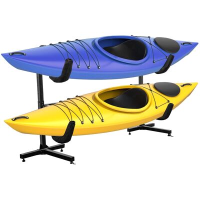 RaxGo - Freestanding 2 Kayak Rack, Heavy Duty Kayak Stand for Indoor, Outdoor, or Dock - Standard - Black RaxGo - Freestanding 2 Kayak Rack, Heavy Duty Kayak Stand for Indoor, Outdoor, or Dock - Standard - Black