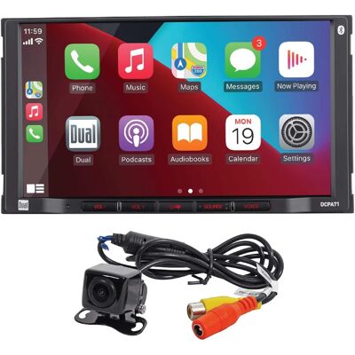 Dual - 7" Double DIN Car Stereo Wireless CarPlay & Android Auto Bluetooth Backup Camera Included USB - Black Dual - 7" Double DIN Car Stereo Wireless CarPlay & Android Auto Bluetooth Backup Camera Included USB - Black