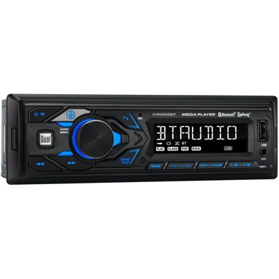 Dual - Single DIN Car Stereo Radio Receiver 7-Character LCD Bluetooth Hands-Free USB AM/FM Voice Assistant - Black Dual - Single DIN Car Stereo Radio Receiver 7-Character LCD Bluetooth Hands-Free USB AM/FM Voice Assistant - Black