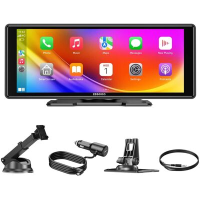 ESSGOO - 10.26″ IPS Touchscreen with Apple CarPlay, Android Auto, Bluetooth 5.3, Optional Rear Cam Portable Car Stereo ESSGOO - 10.26″ IPS Touchscreen with Apple CarPlay, Android Auto, Bluetooth 5.3, Optional Rear Cam Portable Car Stereo