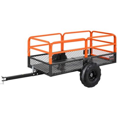 VEVOR - Garden Utility Trailer, 22 Cu. Ft. & 1600lbs, ATV UTV Trailer, Tow Behind Steel Dump Trailers, Removable Rear Panel - Black; Orange VEVOR - Garden Utility Trailer, 22 Cu. Ft. & 1600lbs, ATV UTV Trailer, Tow Behind Steel Dump Trailers, Removable Rear Panel - Black; Orange