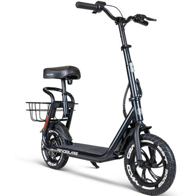 Electric Scooter with Seat & Basket for Adults & Teens – Long Range 18 Miles, 450W Motor, Foldable – Madd Gear Pendolare - Black Electric Scooter with Seat & Basket for Adults & Teens – Long Range 18 Miles, 450W Motor, Foldable – Madd Gear Pendolare - Black