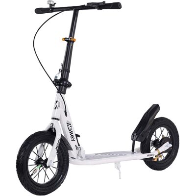 Topteng - 12" Air Tire Foldable Commuter Kick Scooter for Adults & Teens-Shock-Absorbing, 220lbs Capacity,Dual Hand Brakes - White Topteng - 12" Air Tire Foldable Commuter Kick Scooter for Adults & Teens-Shock-Absorbing, 220lbs Capacity,Dual Hand Brakes - White