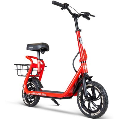 Electric Scooter with Seat & Basket for Adults & Teens – Long Range 18 Miles, 450W Motor, Foldable – Madd Gear Pendolare - Red Electric Scooter with Seat & Basket for Adults & Teens – Long Range 18 Miles, 450W Motor, Foldable – Madd Gear Pendolare - Red