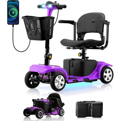 Hover Heart - Foldable Electric Scooter for Seniors, with LED Headlights, Storage Basket & Rechargeable Battery,10 Mile Long Range - purple Hover Heart - Foldable Electric Scooter for Seniors, with LED Headlights, Storage Basket & Rechargeable Battery,10 Mile Long Range - purple