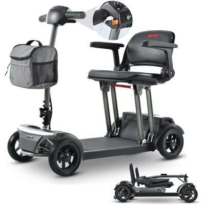 Loheer - Airline Approved Folding Mobility Scooter Grey Portable Compact Electric Scooter - Gray Loheer - Airline Approved Folding Mobility Scooter Grey Portable Compact Electric Scooter - Gray