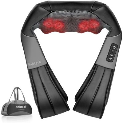 Nekteck - Shiatsu Neck and Back Massager With Bag - Black Nekteck - Shiatsu Neck and Back Massager With Bag - Black