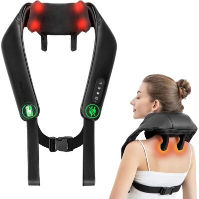 Nekteck - Cordless 6D Shiatsu Neck and Back Massager - Black Nekteck - Cordless 6D Shiatsu Neck and Back Massager - Black