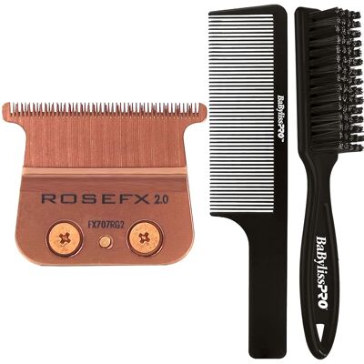 BaByliss - Pro FX707RG2 Deep Tooth T-Blade 2.0MM with Brush and 9'' Comb - Rose Gold BaByliss - Pro FX707RG2 Deep Tooth T-Blade 2.0MM with Brush and 9'' Comb - Rose Gold
