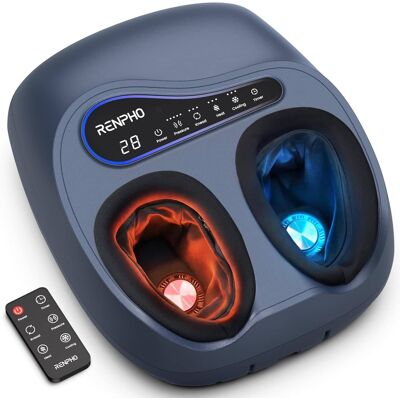 Renpho - Foot Massager with Heat & Cold, 3 Kneading & 5 Compression for Neuropathy, Gifts for Women Men, Max Size 13 - Blue Renpho - Foot Massager with Heat & Cold, 3 Kneading & 5 Compression for Neuropathy, Gifts for Women Men, Max Size 13 - Blue