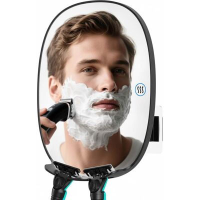 Dazzed Corner - Heated Fogless Shower Mirror for Shaving, 360° Adjustable with 2 Razor Holders - Black Dazzed Corner - Heated Fogless Shower Mirror for Shaving, 360° Adjustable with 2 Razor Holders - Black
