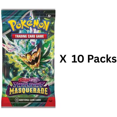 Pokémon - 10 Packs X Twilight Masquerade Loose Booster Pack English Pokemon Trading Card Game Pokémon - 10 Packs X Twilight Masquerade Loose Booster Pack English Pokemon Trading Card Game