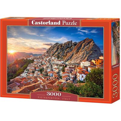 Castorland - 3000 Piece Jigsaw Puzzles, Pietrapertosa, Italy, Sunset, Scenic landscape, Mountain village, C-300549-2 - Red Castorland - 3000 Piece Jigsaw Puzzles, Pietrapertosa, Italy, Sunset, Scenic landscape, Mountain village, C-300549-2 - Red