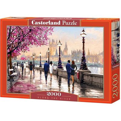 Castorland - 2000 Piece Jigsaw Puzzles, Along the River, Art. Puzzle, paintings puzzle, Adult Puzzles, C-200566-2 - Red Castorland - 2000 Piece Jigsaw Puzzles, Along the River, Art. Puzzle, paintings puzzle, Adult Puzzles, C-200566-2 - Red