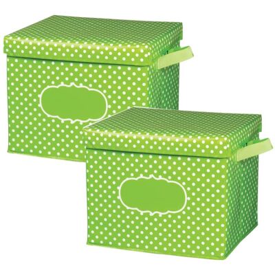Teacher Created Resources - Lime Polka Dots Storage Box, Pack of 2 Teacher Created Resources - Lime Polka Dots Storage Box, Pack of 2