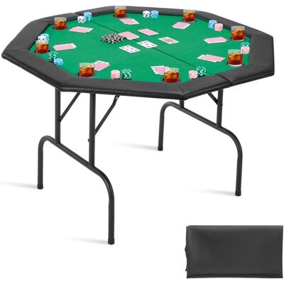 VEVOR - Foldable Poker Table, 8-Player 48-Inch Octagonal Casino Table with Cushioned Rails & Cup Holders, Portable Game Table - Green VEVOR - Foldable Poker Table, 8-Player 48-Inch Octagonal Casino Table with Cushioned Rails & Cup Holders, Portable Game Table - Green