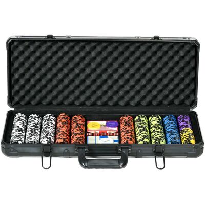 Soozier - Poker Chip Set with 6 Denominations, 500 Chips, 14 Gram Clay, Casino Poker Chips with Aluminum Case Soozier - Poker Chip Set with 6 Denominations, 500 Chips, 14 Gram Clay, Casino Poker Chips with Aluminum Case
