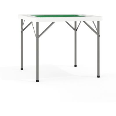 Emma + Oliver - Tannin 34.5" Square White Folding Card Game Table for 4-Players with a Green Felt Playing Surface and Cup Holders - Granite White Emma + Oliver - Tannin 34.5" Square White Folding Card Game Table for 4-Players with a Green Felt Playing Surface and Cup Holders - Granite White