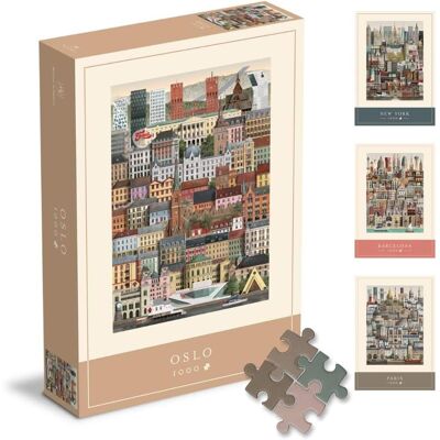 Martin Schwartz - 1000 Piece Jigsaw Puzzle for Adults – Cityscape Illustration of Oslo Martin Schwartz - 1000 Piece Jigsaw Puzzle for Adults – Cityscape Illustration of Oslo