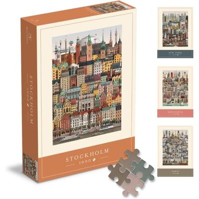 Martin Schwartz - 1000 Piece Jigsaw Puzzle for Adults – Cityscape Illustration of Stockholm Martin Schwartz - 1000 Piece Jigsaw Puzzle for Adults – Cityscape Illustration of Stockholm