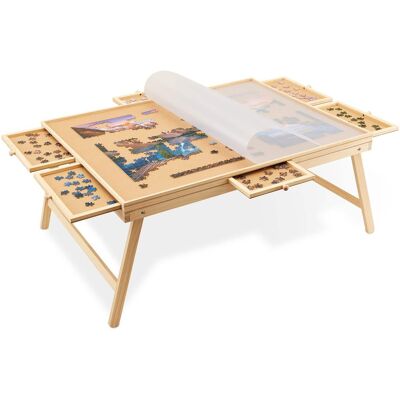 Jumbl - 1500-Piece Puzzle Board with Drawers, Foldable Legs & Cover - Wooden Jigsaw Puzzle Table Jumbl - 1500-Piece Puzzle Board with Drawers, Foldable Legs & Cover - Wooden Jigsaw Puzzle Table