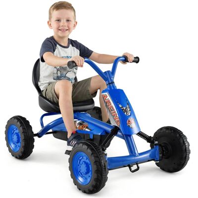 Gymax - Go Kart for Kids 4 Wheel Toddler Ride On Pedal Car w/ Steering Handlebars Navy - Blue Gymax - Go Kart for Kids 4 Wheel Toddler Ride On Pedal Car w/ Steering Handlebars Navy - Blue