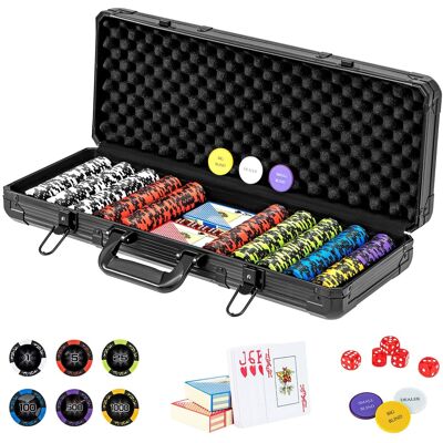 Gymax - 14 Gram Clay Poker Chip Set 500 Pieces Claytec Style Chips with Aluminum Case - Black Gymax - 14 Gram Clay Poker Chip Set 500 Pieces Claytec Style Chips with Aluminum Case - Black