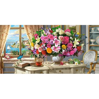Castorland - 4000 Piece Jigsaw Puzzles, Summer Flowers and Cup of Tea, Still nature, C-400263-2 - Red Castorland - 4000 Piece Jigsaw Puzzles, Summer Flowers and Cup of Tea, Still nature, C-400263-2 - Red