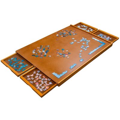Jumbl - 1000-Piece Puzzle Board - 23 x 31" Wooden Puzzle Board with 4 Removable Drawers - Brown Jumbl - 1000-Piece Puzzle Board - 23 x 31" Wooden Puzzle Board with 4 Removable Drawers - Brown