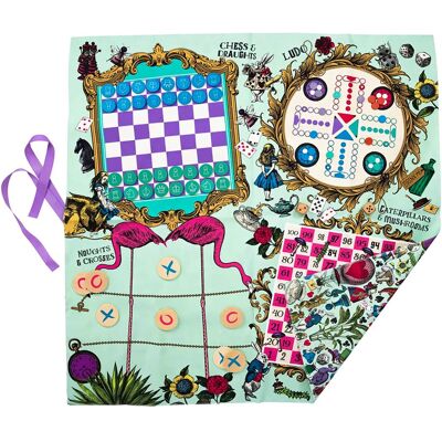 Disney - Alice In Wonderland Party Games Mat 5 Games - Blue Disney - Alice In Wonderland Party Games Mat 5 Games - Blue