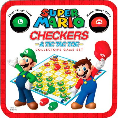 Super Mario - Checkers & Tic Tac Toe Collector's Game Set Board Game - White/multicolor Super Mario - Checkers & Tic Tac Toe Collector's Game Set Board Game - White/multicolor