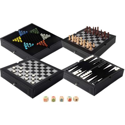 GSE Games & Sports Expert - 12.5" Premium Leather 5-in-1 Chess, Checkers, Backgammon, Poker Dice and Chinese Checkers Board Set GSE Games & Sports Expert - 12.5" Premium Leather 5-in-1 Chess, Checkers, Backgammon, Poker Dice and Chinese Checkers Board Set