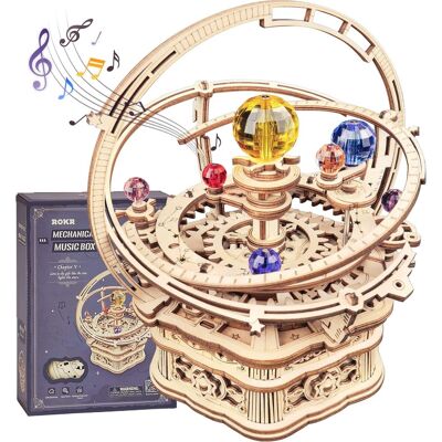 Robotime - ROKR 3D Puzzles for Adults-Starry Night Music Box Kit-Wooden Puzzles Science Gifts for Adults-Gifts - Brown Robotime - ROKR 3D Puzzles for Adults-Starry Night Music Box Kit-Wooden Puzzles Science Gifts for Adults-Gifts - Brown