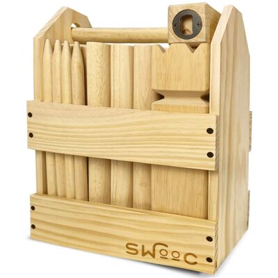 Swooc Games - Kubb Yard Game Set - Premium Hardwood Viking Chess Set w/ Wood Crate - For Adults & Kids - Backyard Size Kubb Game - Beige Swooc Games - Kubb Yard Game Set - Premium Hardwood Viking Chess Set w/ Wood Crate - For Adults & Kids - Backyard Size Kubb Game - Beige