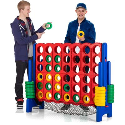 Costway - 4-to-Score Giant Game Set 4-in-a-Row Connect Game W/Net Storage for Kids & Adult - Red,Blue Costway - 4-to-Score Giant Game Set 4-in-a-Row Connect Game W/Net Storage for Kids & Adult - Red,Blue