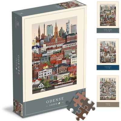 Martin Schwartz - 1000 Piece Jigsaw Puzzle for Adults – Cityscape Illustration of Odense Martin Schwartz - 1000 Piece Jigsaw Puzzle for Adults – Cityscape Illustration of Odense