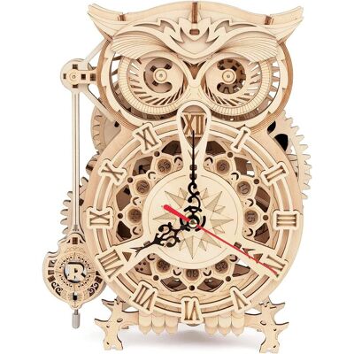 Robotime - ROKR 3D Wooden Puzzles for Adults Owl Clock - Mechanical Model Building Kit DIY Hobbies for Men Women 161PCS - Brown Robotime - ROKR 3D Wooden Puzzles for Adults Owl Clock - Mechanical Model Building Kit DIY Hobbies for Men Women 161PCS - Brown