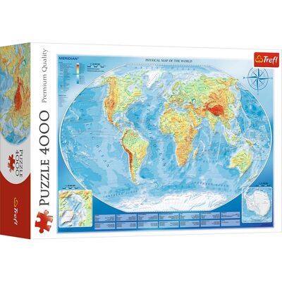 Trefl - Red 4000 Piece Puzzle - Large physical map of the world / Meridian Trefl - Red 4000 Piece Puzzle - Large physical map of the world / Meridian