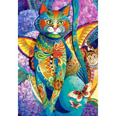 Castorland - 1500 Piece Jigsaw Puzzles, Feline Fiesta, Art. Puzzle, Colorful cat painting, C-151448-2 - Red Castorland - 1500 Piece Jigsaw Puzzles, Feline Fiesta, Art. Puzzle, Colorful cat painting, C-151448-2 - Red