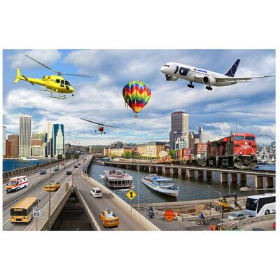 MOJO - On-the-Go Transportation Jumbo Photographic Floor Puzzle - Multi MOJO - On-the-Go Transportation Jumbo Photographic Floor Puzzle - Multi