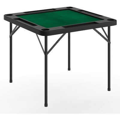 Emma + Oliver - Tannin 34.5" Square White Folding Card Game Table for 4-Players with a Green Felt Playing Surface and Cup Holders - Black Top/Green Felt Surface Emma + Oliver - Tannin 34.5" Square White Folding Card Game Table for 4-Players with a Green Felt Playing Surface and Cup Holders - Black Top/Green Felt Surface