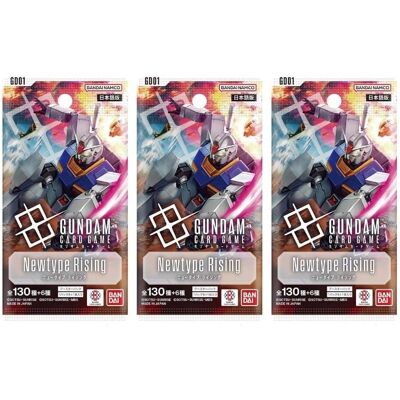 Bandai - Gundam Card Game Booster Pack - Newtype Rising (GD01) (Japanese) - 3 Packs - 18 Cards Bandai - Gundam Card Game Booster Pack - Newtype Rising (GD01) (Japanese) - 3 Packs - 18 Cards
